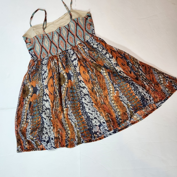 Band of Gypsies Aztec Print Spaghett Strap Ruched Back Lined Dress XS NEW W-642 - Picture 7 of 15